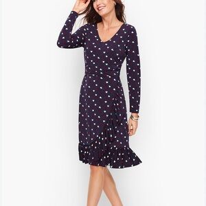 Talbots Elegant Navy Blue and hearts Patterned Dress size 6p